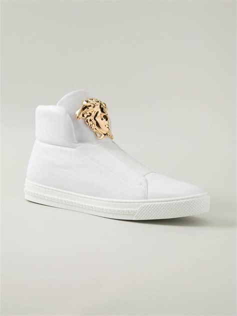 versace high top trainers white|farfetch Versace shoes.